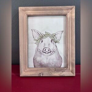 Nicole Tamarin Pig Wooden Framed Artwork Picture Canvas
